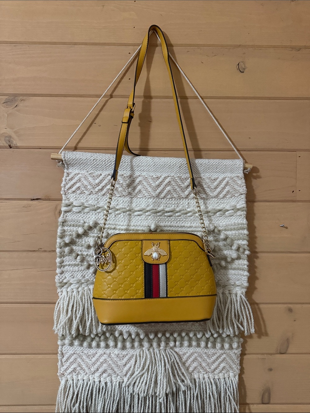 Yellow Women's Crossbody Bag with Bee Accent